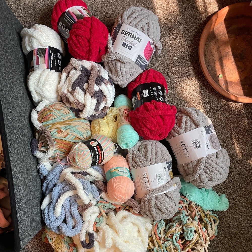 bundle of chunky yarns